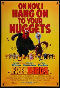 6e317 FREE BIRDS advance DS 1sh '13 hang on to your nuggets, wacky image of turkeys!