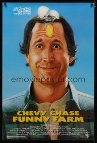 6e324 FUNNY FARM 1sh '88 smiling Chevy Chase w/egg on his face by Steven Chorney!
