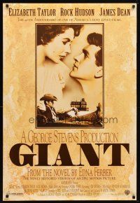 6e332 GIANT DS 1sh R96 James Dean, Elizabeth Taylor, Rock Hudson, directed by George Stevens!