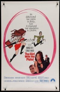 6e334 GIRL WITH THE PISTOL 1sh '68 sexy Italian Monica Vitti, Stanley Baker, great artwork!