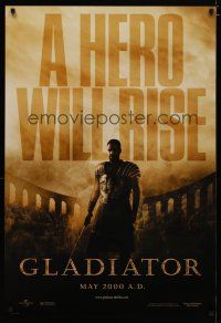 6e335 GLADIATOR teaser DS 1sh '00 a hero will rise, Russell Crowe, directed by Ridley Scott!