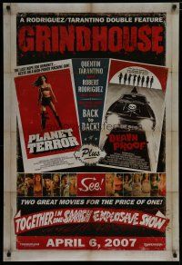 6e358 GRINDHOUSE advance DS 1sh '07 Rodriguez & Tarantino, Planet Terror & Death Proof!