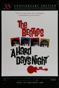 6e368 HARD DAY'S NIGHT teaser 1sh R99 great image of The Beatles, rock & roll classic!