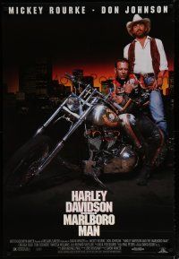 6e370 HARLEY DAVIDSON & THE MARLBORO MAN 1sh '91 Mickey Rourke & Don Johnson in title roles!