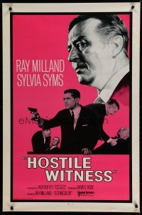6e403 HOSTILE WITNESS 1sh '68 Ray Milland, Felix Aylmer, Sylvia Syms!