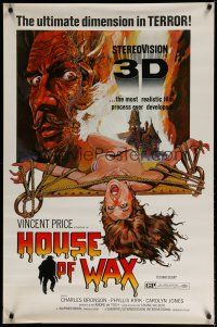 6e412 HOUSE OF WAX 1sh R72 Vincent Price, Charles Bronson, monster & sexy girl!