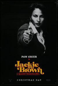 6e451 JACKIE BROWN teaser 1sh '97 Quentin Tarantino, cool image of Pam Grier in title role!