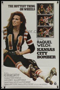 6e464 KANSAS CITY BOMBER 1sh '72 sexy roller derby girl Raquel Welch, the hottest thing on wheels!
