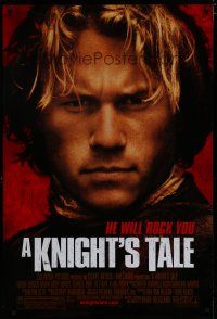 6e472 KNIGHT'S TALE DS 1sh '01 Heath Ledger in armor, Paul Bettany, Shannyn Sossamon