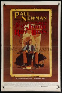 6e494 LIFE & TIMES OF JUDGE ROY BEAN 1sh '72 John Huston, art of Paul Newman by Richard Amsel!