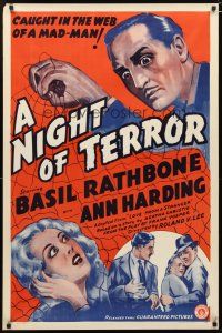 6e519 LOVE FROM A STRANGER 1sh R42 creepy art of Basil Rathbone, A Night of Terror!