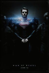 6e530 MAN OF STEEL teaser DS 1sh '13 Henry Cavill in the title role as Superman handcuffed!