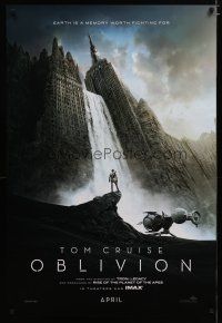 6e573 OBLIVION teaser DS 1sh '13 Morgan Freeman, image of Tom Cruise & waterfall in city!