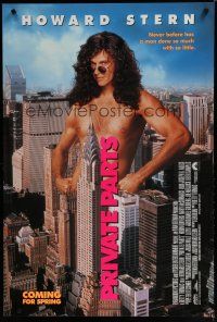 6e620 PRIVATE PARTS advance 1sh '96 wacky image of naked Howard Stern in New York City!