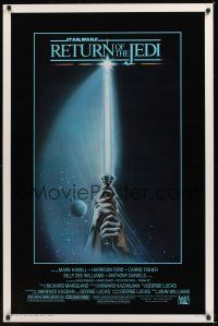6e642 RETURN OF THE JEDI 1sh '83 George Lucas classic, art of hands holding lightsaber!
