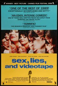 6e684 SEX, LIES, & VIDEOTAPE 1sh '89 James Spader, Andie MacDowell, Steven Soderbergh directed!