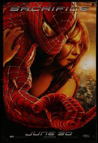 6e713 SPIDER-MAN 2 teaser DS 1sh '04 cool image of Tobey Maguire & Kirsten Dunst, sacrifice!