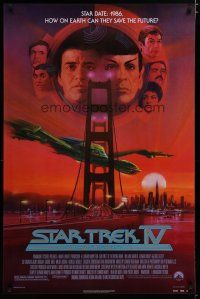 6e721 STAR TREK IV 1sh '86 cool art of Leonard Nimoy & William Shatner by Bob Peak!