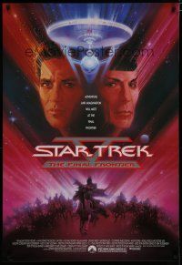 6e722 STAR TREK V 1sh '89 The Final Frontier, art of William Shatner & Leonard Nimoy by Bob Peak!