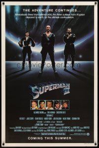 6e742 SUPERMAN II teaser 1sh '81 Christopher Reeve, Terence Stamp, cool image of villains!
