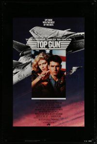 6e773 TOP GUN 1sh '86 great image of Tom Cruise & Kelly McGillis, Navy fighter jets!