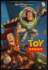 6e778 TOY STORY DS 1sh '95 Disney & Pixar cartoon, great image of Buzz & Woody flying!