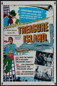 6e782 TREASURE ISLAND 1sh '71 cool artwork of pirate Long John Silver & Jim!