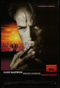 6e824 WHITE HUNTER, BLACK HEART DS 1sh '90 Clint Eastwood as director John Huston in Africa!