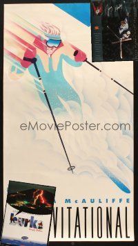 6f191 LOT OF 3 UNFOLDED SKIING SPECIAL POSTERS '90s-00s Christa McAuliffe, Jonny Mosley & more!