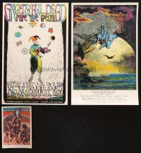 6f202 LOT OF 3 POSTCARDS AND UNFOLDED MUSIC POSTERS OF THE GRATEFUL DEAD '60s-00s cool artwork!