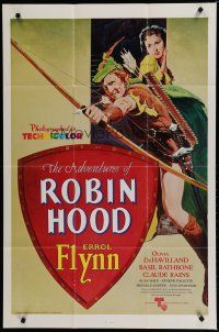 6g030 ADVENTURES OF ROBIN HOOD 1sh R76 Errol Flynn as Robin Hood, Olivia De Havilland!
