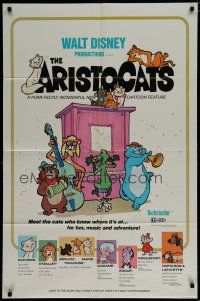 6g051 ARISTOCATS 1sh '71 Walt Disney feline jazz musical cartoon, great image!