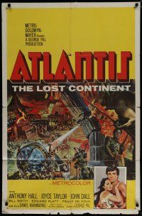 6g060 ATLANTIS THE LOST CONTINENT 1sh '61 George Pal underwater sci-fi, cool fantasy art by Smith!