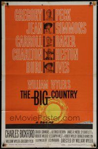 6g094 BIG COUNTRY style B 1sh '58 Gregory Peck, Charlton Heston, William Wyler, Saul Bass art!