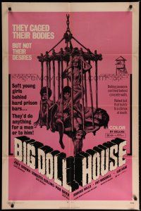 6g096 BIG DOLL HOUSE 1sh '71 artwork of Pam Grier whose body was caged, but not her desires!