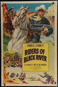 6g153 CHARLES STARRETT stock 1sh '52 The Durango Kid & Smiley in Riders of Black River!