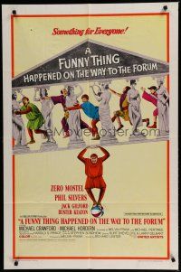6g333 FUNNY THING HAPPENED ON THE WAY TO THE FORUM style A 1sh '66 wacky Zero Mostel & cast!