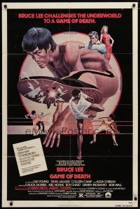 6g338 GAME OF DEATH 1sh '79 Bruce Lee, cool Bob Gleason martial arts artwork!