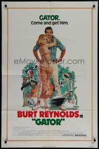 6g341 GATOR 1sh '76 art of Burt Reynolds & Lauren Hutton by McGinnis, White Lightning sequel!