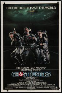 6g346 GHOSTBUSTERS 1sh '84 Bill Murray, Dan Aykroyd, Harold Ramis They're Here to Save The World!