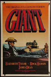 6g349 GIANT 1sh R83 best image of James Dean reclined in car, George Stevens classic!