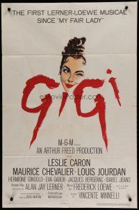 6g351 GIGI 1sh '58 art of winking Leslie Caron, Best Director & Best Picture winner!