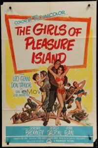 6g360 GIRLS OF PLEASURE ISLAND 1sh '53 Leo Genn, Don Taylor, art of soldiers with sexy girls!
