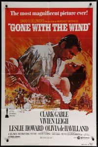 6g369 GONE WITH THE WIND 1sh R80s Clark Gable, Vivien Leigh, Leslie Howard, all-time classic!