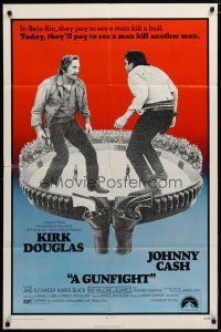 6g384 GUNFIGHT 1sh '71 people pay to see Kirk Douglas and Johnny Cash try to kill each other!