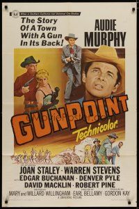 6g386 GUNPOINT 1sh '66 Audie Murphy in the story of a town with a gun in its back!