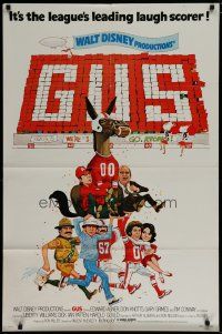 6g387 GUS 1sh '76 Walt Disney, Don Knotts & Tim Conway, football playing mule!