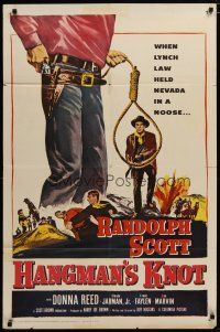 6g394 HANGMAN'S KNOT 1sh R61 cool image of Randolph Scott by noose, Donna Reed
