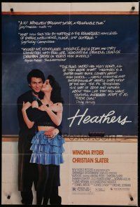 6g404 HEATHERS 1sh '89 great image of really young Winona Ryder & Christian Slater!
