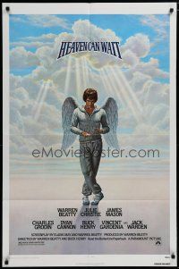6g405 HEAVEN CAN WAIT 1sh '78 Lettick art of angel Warren Beatty wearing sweats, football!